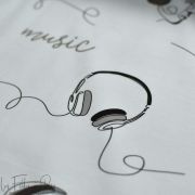 Tissu jersey motif music - Blanc et taupe - Oekotex ® Autres marques - Tissus et mercerie - 5