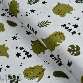 Tissu jersey motif dinosaures - Blanc vert et noir - Oekotex ® Autres marques - Tissus et mercerie - 1