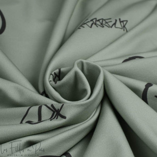 Coupon de tissu french terry motif smiley emot "Sisters A" - Vert et gris - 220cm -  Les Filles à Pois Les Filles à Pois - Desig