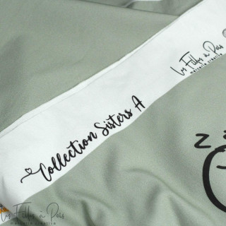 Coupon de tissu french terry motif smiley emot "Sisters A" - Vert et gris - 220cm -  Les Filles à Pois Les Filles à Pois - Desig
