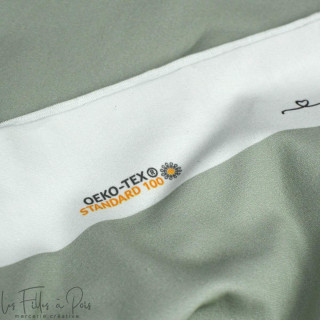 Coupon de tissu french terry motif smiley emot "Sisters A" - Vert et gris - 220cm -  Les Filles à Pois Les Filles à Pois - Desig