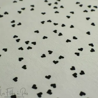 Peça em tecido jersey com padrão de coraçõezinhos "Audace" - Cor cru e preto - 350cm - Les Filles à Pois Les Filles à Pois - Des