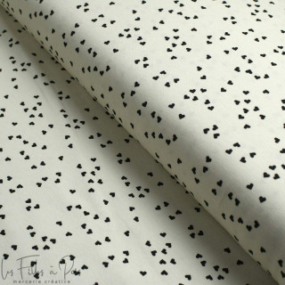 Tissu jersey motif petits coeurs collection "Audace" - Ecru et noir - Les Filles à Pois ® - Oeko-Tex ® Les Filles à Pois - Desig