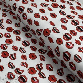 Cupão de tecido Jersey "Coco" - Branco, vermelho e preto - 360cm - Les Filles à Pois Les Filles à Pois - Design : motifs audacie