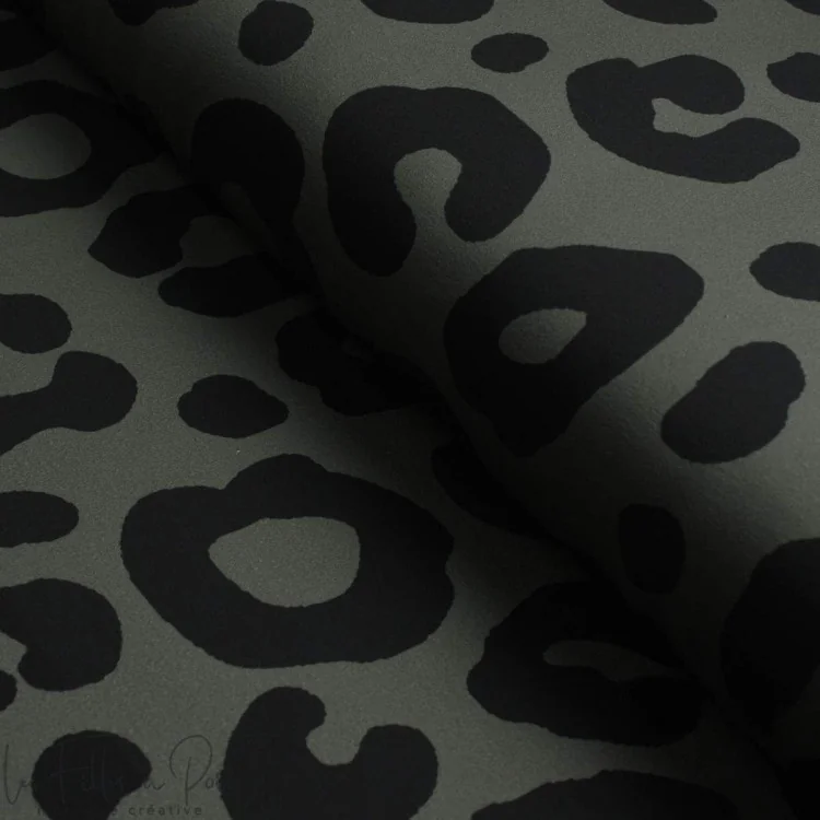 French Terry léopard kaki "Wild Eclipse" - Collection Angels - Les Filles à Pois Design Les Filles à Pois - Design : motifs auda