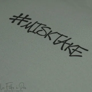 Coupon de tissu jersey motif smiley emot "Sisters A" - Vert et gris - 260cm - Les Filles à Pois Les Filles à Pois - Design : mot