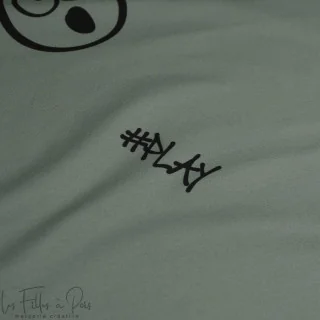 Coupon de tissu jersey motif smiley emot "Sisters A" - Vert et gris - 260cm - Les Filles à Pois Les Filles à Pois - Design : mot
