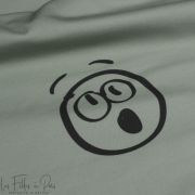 Tissu jersey motif smiley emot collection "Sister A" - Vert et gris- Les Filles à Pois ® - Oeko-Tex ® Les Filles à Pois - Design