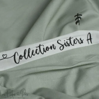 Coupon de tissu jersey motif smiley emot "Sisters A" - Vert et gris - 260cm - Les Filles à Pois Les Filles à Pois - Design : mot