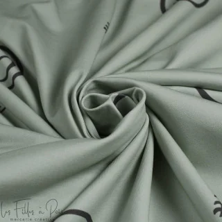 Coupon de tissu jersey motif smiley emot "Sisters A" - Vert et gris - 260cm - Les Filles à Pois Les Filles à Pois - Design : mot
