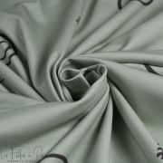 Tissu jersey motif smiley emot collection "Sister A" - Vert et gris- Les Filles à Pois ® - Oeko-Tex ® Les Filles à Pois - Design