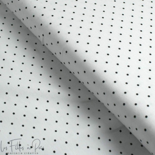 Tissu jersey motif plumetis collection "Coco" - Blanc et noir - Les Filles à Pois ® - Oeko-Tex ® Les Filles à Pois - Design ® - 