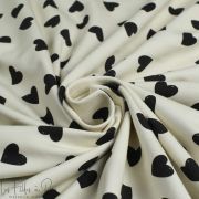 Tissu jersey motif coeurs collection "Audace" - Ecru et noir - Les Filles à Pois ® - Oeko-Tex ® Les Filles à Pois - Design ® - M