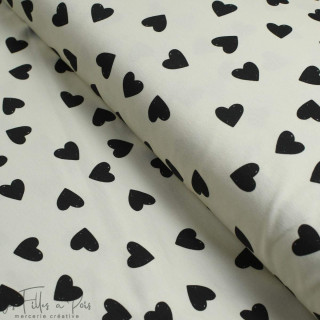 Tissu jersey motif coeurs collection "Audace" - Ecru et noir - Les Filles à Pois ® - Oeko-Tex ® Les Filles à Pois - Design ® - M