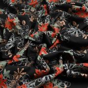 Tissu jersey motif fleurs collection "Marissa" - Noir, rouge, vert et nude - Les Filles à Pois ® - Oeko-Tex ® Les Filles à Pois 