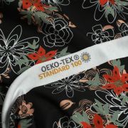 Tissu jersey motif fleurs collection "Marissa" - Noir, rouge, vert et nude - Les Filles à Pois ® - Oeko-Tex ® Les Filles à Pois 