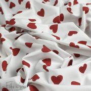 Tissu jersey motif coeur collection "Coco" - Blanc, rouge et noir - Les Filles à Pois ® - Oeko-Tex ® Les Filles à Pois - Design 