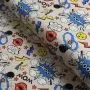 Tissu jersey motif onomatopées collection "PopArt" - Nude et multicolore - Les Filles à Pois ® - Oeko-Tex ®