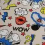 Tissu jersey motif onomatopées collection "PopArt" - Nude et multicolore - Les Filles à Pois ® - Oeko-Tex ® Les Filles à Pois De