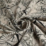 Tissu jersey motif cadrans collection "Tattoo" - Nude et noir - Les Filles à Pois ® - Oeko-Tex ® Les Filles à Pois - Design ® - 