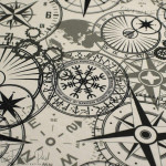 Tissu jersey motif cadrans collection "Tattoo" - Nude et noir - Les Filles à Pois ® - Oeko-Tex ® Les Filles à Pois - Design ® - 