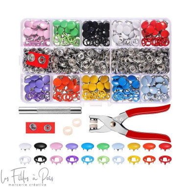 Boutons-pression avec Pinces,100 pcs Bouton Pression Metal