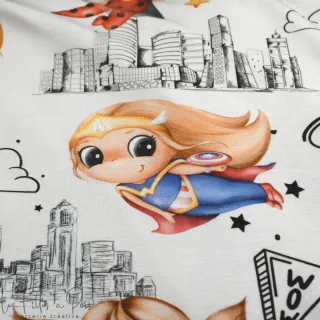 Tecido de jersey das super-heroínas - Branco e multicolorido - 250cm Tissus et mercerie créative – Nos sélections sans marque - 