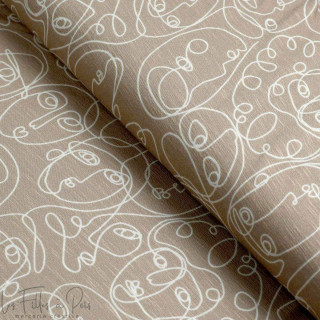Tissu jersey viscose motif visage esprit Picasso - Nude et blanc Autres marques - Tissus et mercerie - 1