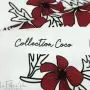 Tissu french terry motif fleurs collection "Coco" - Blanc, rouge et noir - Les Filles à Pois ® - Oeko-Tex ® Les Filles à Pois De