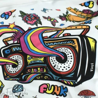 Coupon de tissu french terry motif disco "Vinyl" - Multicolore - 380cm - Les Filles à Pois Les Filles à Pois - Design : motifs a