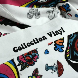 Coupon de tissu french terry motif disco "Vinyl" - Multicolore - 380cm - Les Filles à Pois Les Filles à Pois - Design : motifs a