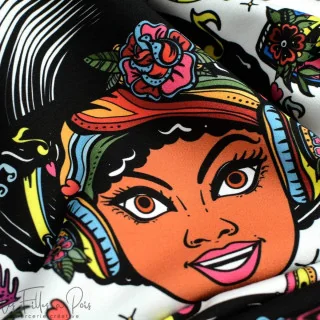 Coupon de tissu french terry motif disco "Vinyl" - Multicolore - 380cm - Les Filles à Pois Les Filles à Pois - Design : motifs a