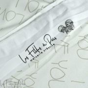 Tissu french terry motif LOVE collection "Sisters A" - Ecru, gris, vert et terracotta - Les Filles à Pois ® - Oeko-Tex ® Les Fil
