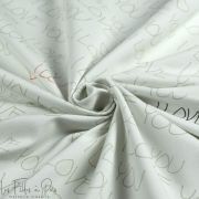 Tissu french terry motif LOVE collection "Sisters A" - Ecru, gris, vert et terracotta - Les Filles à Pois ® - Oeko-Tex ® Les Fil