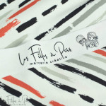 Tissu french terry motif traits collection "Sisters A" - Ecru, gris, vert et terracotta - Les Filles à Pois ® - Oeko-Tex ® Les F