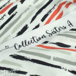Tissu french terry motif traits collection "Sisters A" - Ecru, gris, vert et terracotta - Les Filles à Pois ® - Oeko-Tex ® Les F