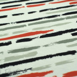 Tissu french terry motif traits collection "Sisters A" - Ecru, gris, vert et terracotta - Les Filles à Pois ® - Oeko-Tex ® Les F