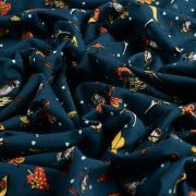 Tissu jersey motif petite couturière - Bleu foncé et tons oranges - Oeko-Tex ® - Stenzo Textiles ® Stenzo Textiles ® - Tissus Oe