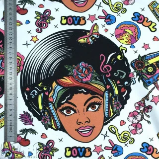 Coupon de tissu french terry motif disco "Vinyl" - Multicolore - 380cm - Les Filles à Pois Les Filles à Pois - Design : motifs a