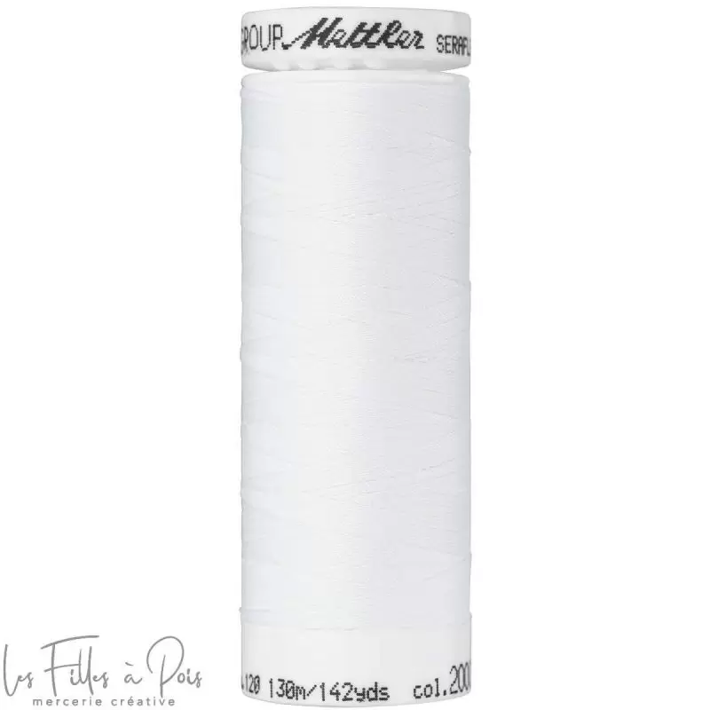 Fil à coudre élastique SERAFLEX 130m - blanc - 2000 METTLER ® - Fils à coudre et à broder - 1