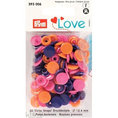 Boutons pression Color Snaps rond - 12.4mm - orange/fuchsia/violet - Prym Love 393006 Prym ® - Mercerie - 1