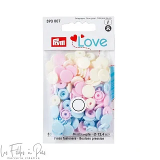 12.4mm Snaps redondos coloridos - - rosa/pérola/azul claro - Prym Love 393007 Prym : mercerie couture et accessoires de qualité 