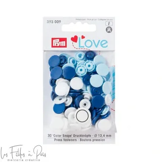 12.4mm Snaps redondos coloridos - - azul claro/branco/azul marinho - Prym Love 393009 Prym : mercerie couture et accessoires de 