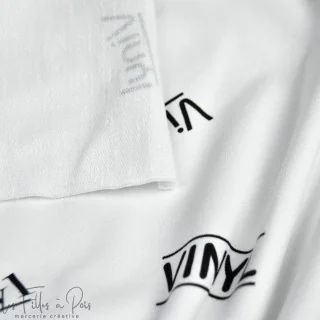 Coupon de tissu french terry motif disco collection "Vinyl" - Blanc et noir - 280cm - Les Filles à Pois Les Filles à Pois - Desi