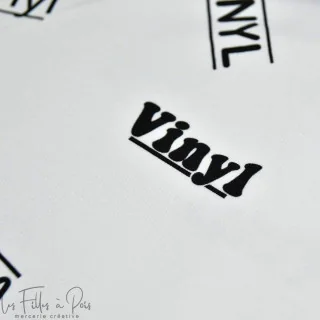 Coupon de tissu french terry motif disco collection "Vinyl" - Blanc et noir - 280cm - Les Filles à Pois Les Filles à Pois - Desi