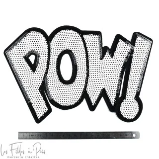 Ecusson sequin "POW" - Thermocollant Tissus et mercerie créative – Nos sélections sans marque - 5