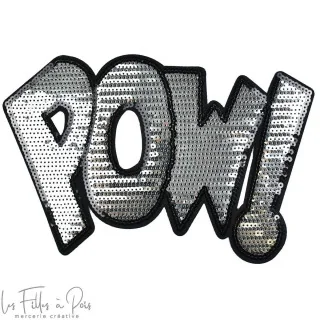 Ecusson sequin "POW" - Thermocollant Tissus et mercerie créative – Nos sélections sans marque - 6