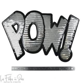 Ecusson sequin "POW" - Thermocollant Tissus et mercerie créative – Nos sélections sans marque - 7