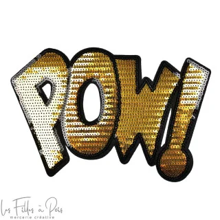 Ecusson sequin "POW" - Thermocollant Tissus et mercerie créative – Nos sélections sans marque - 8