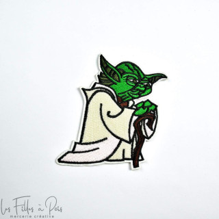 Écusson maitre YODA "StarWars" - Blanc et vert - Thermocollant  - 1